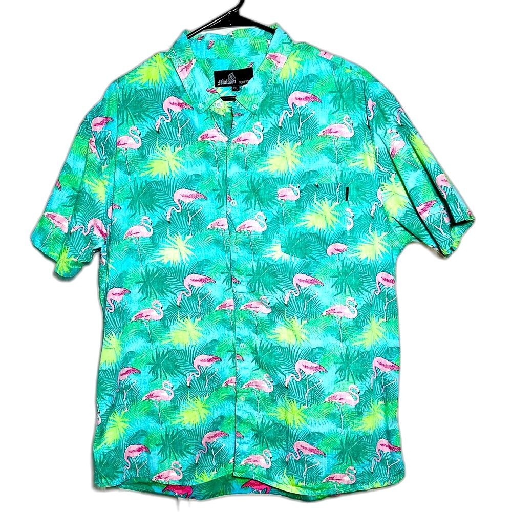 Molokai Surf Co. Flamingo Print Shirt Sz XXL Men's